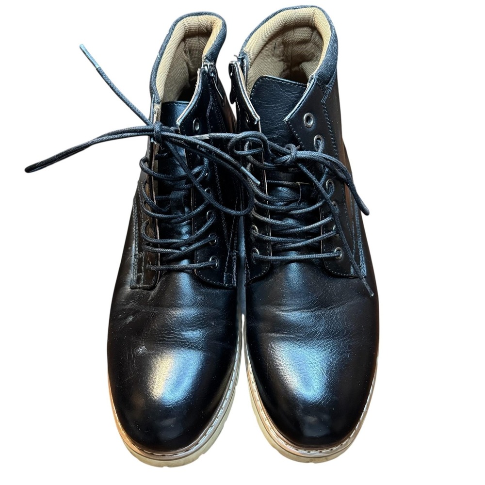 Steve Madden P-Bowery Boots Mens Size 12 Black Combat Side Zip Ortholite Casual